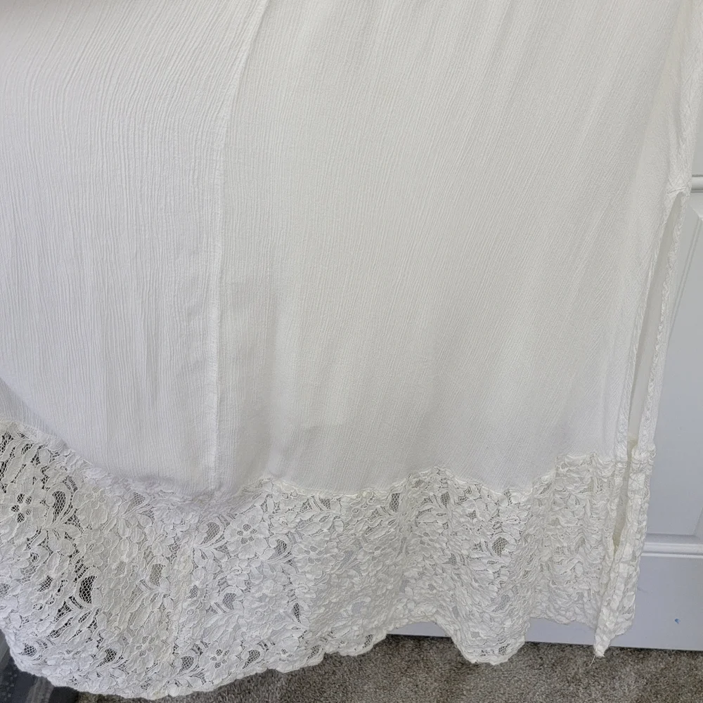 Abercrombie And Fitch White Lace Gauzy Maxi Dress Party Casual Bride Size Medium